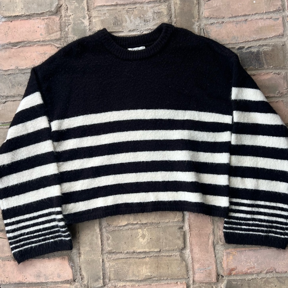Z Supply Black and White Striped Sweater Size Small Multi Striped